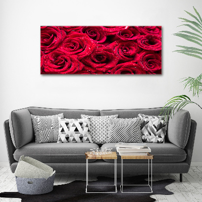 Pintura en acrílico horizontal Gotas sobre rosas