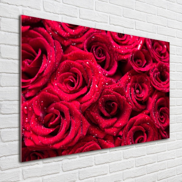 Pintura en acrílico horizontal Gotas sobre rosas
