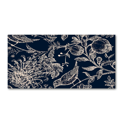 Cuadro metacrilato horizontal Flores y pájaros