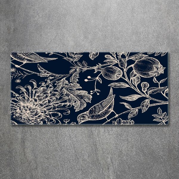 Cuadro metacrilato horizontal Flores y pájaros