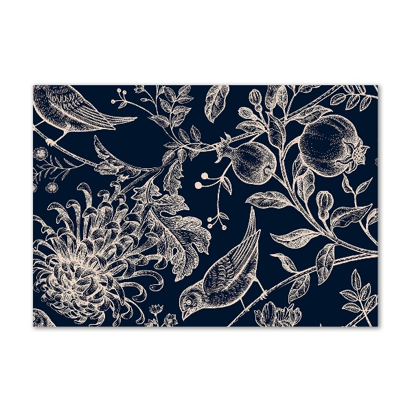 Cuadro metacrilato horizontal Flores y pájaros