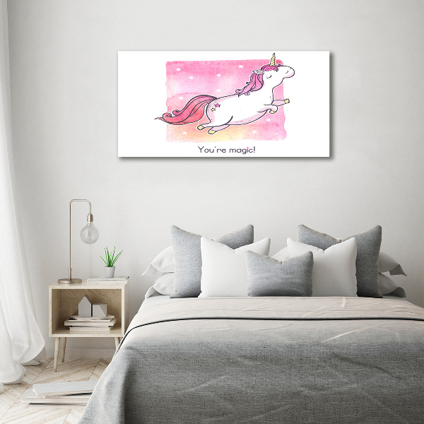 Pintura en acrílico horizontal Unicornio rosa