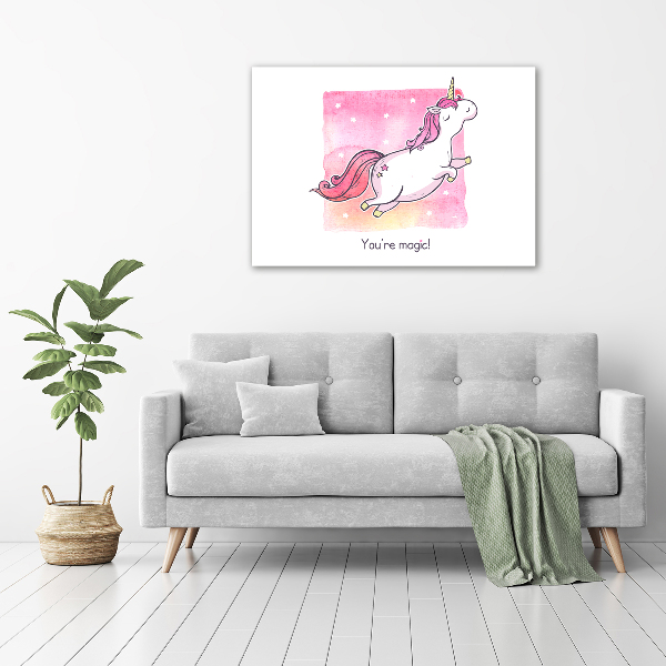 Pintura en acrílico horizontal Unicornio rosa