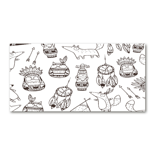 Cuadro metacrilato horizontal búhos indios