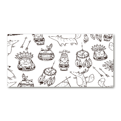 Cuadro metacrilato horizontal búhos indios