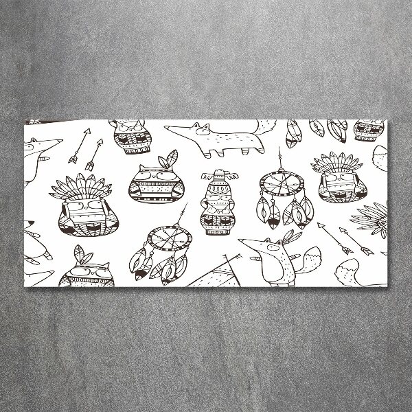 Cuadro metacrilato horizontal búhos indios