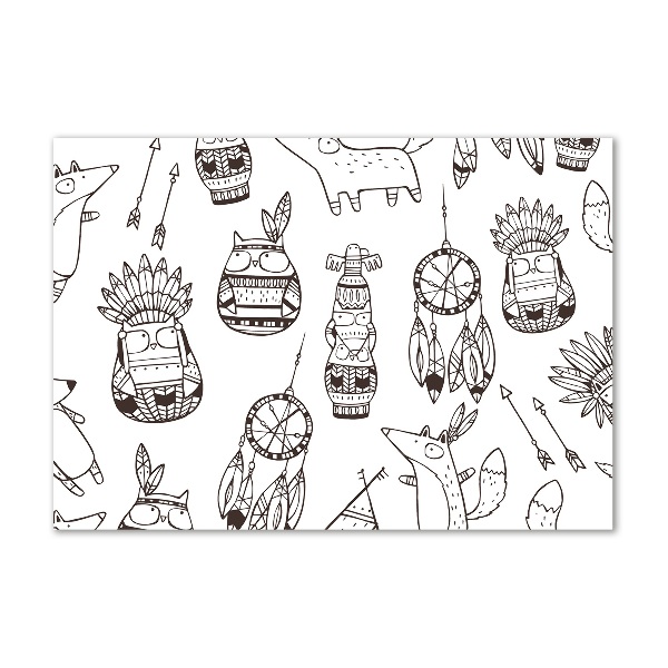 Cuadro metacrilato horizontal búhos indios