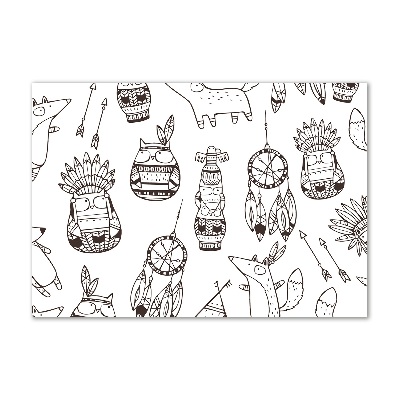 Cuadro metacrilato horizontal búhos indios