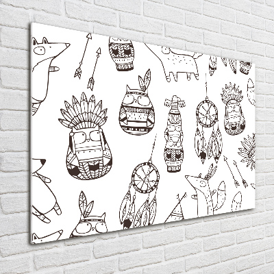 Cuadro metacrilato horizontal búhos indios