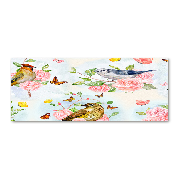 Cuadro metacrilato horizontal Pájaros y rosas