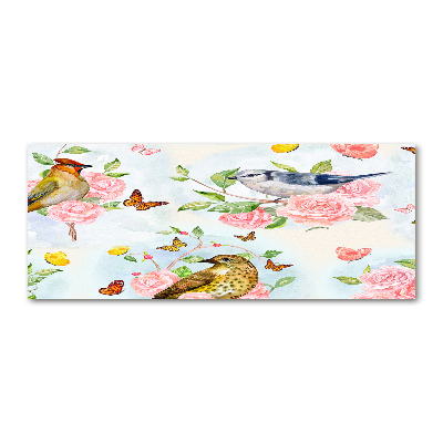 Cuadro metacrilato horizontal Pájaros y rosas