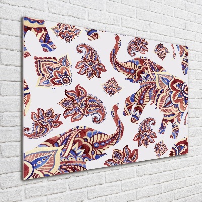 Obraz zdjęcie szkło akryl Słonie ornamenty