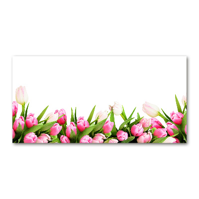 Cuadro metacrilato horizontal tulipanes rosados