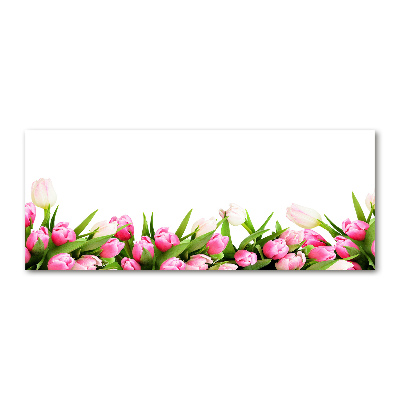 Cuadro metacrilato horizontal tulipanes rosados