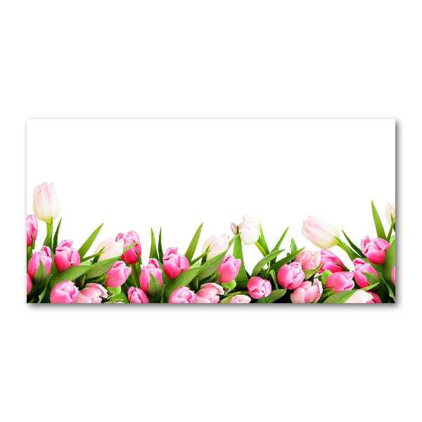 Cuadro metacrilato horizontal tulipanes rosados