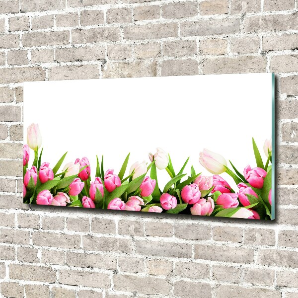 Cuadro metacrilato horizontal tulipanes rosados