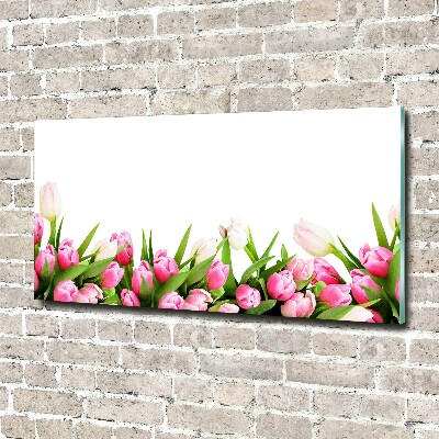 Cuadro metacrilato horizontal tulipanes rosados