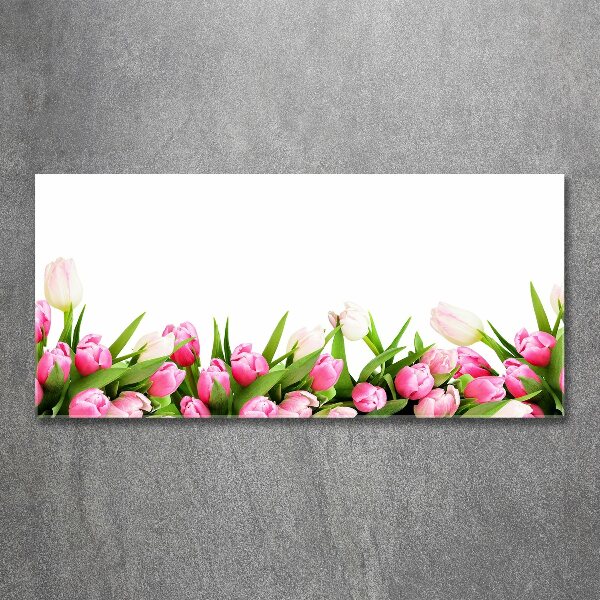 Cuadro metacrilato horizontal tulipanes rosados