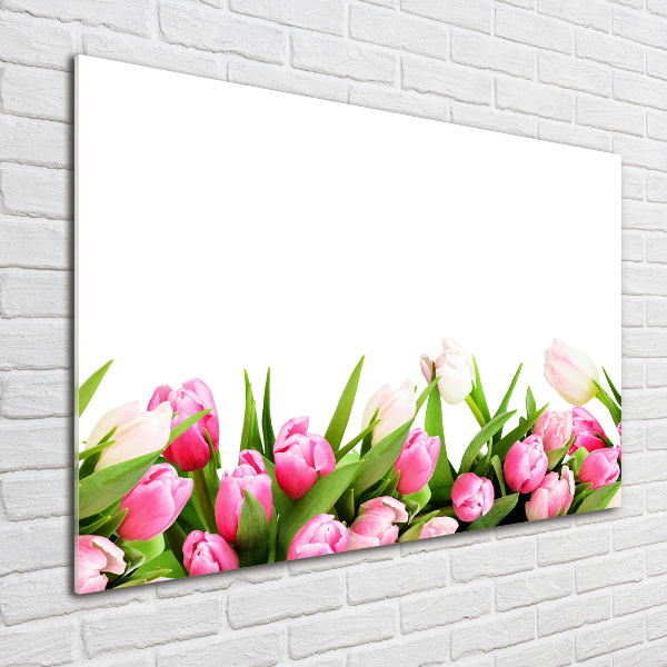 Cuadro metacrilato horizontal tulipanes rosados