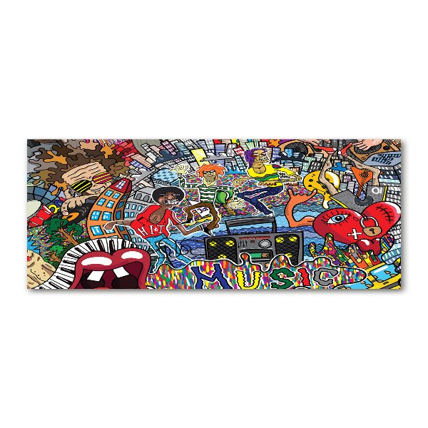 Pintura en acrílico horizontal Collage musical