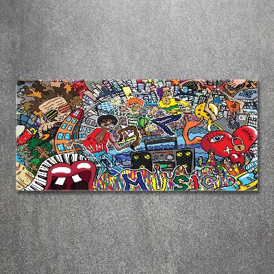 Pintura en acrílico horizontal Collage musical