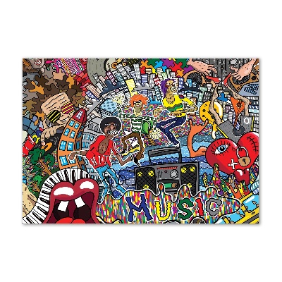 Pintura en acrílico horizontal Collage musical