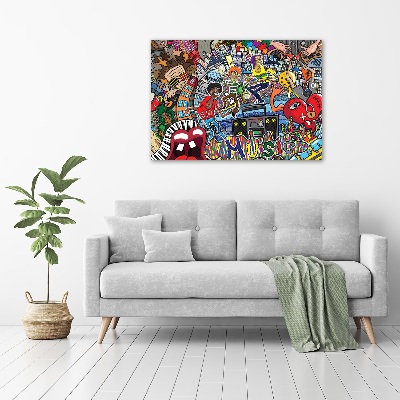 Pintura en acrílico horizontal Collage musical