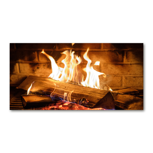 Foto en metacrilato horizontal Madera en la chimenea