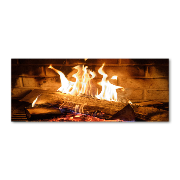 Foto en metacrilato horizontal Madera en la chimenea