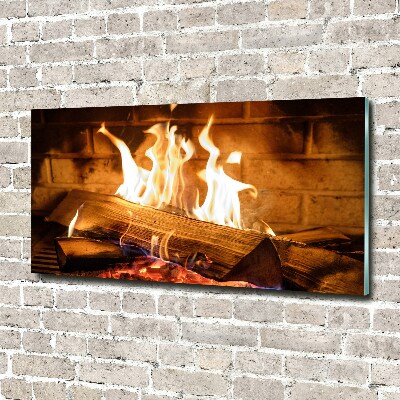 Foto en metacrilato horizontal Madera en la chimenea