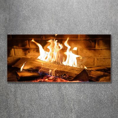 Foto en metacrilato horizontal Madera en la chimenea