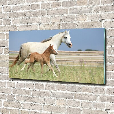 Pintura en acrílico horizontal Yegua con potro