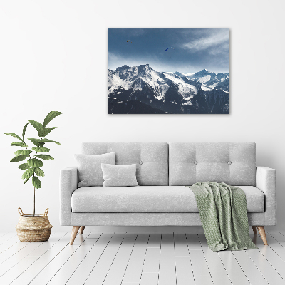 Foto obraz szkło akryl Paralotnie Alpy