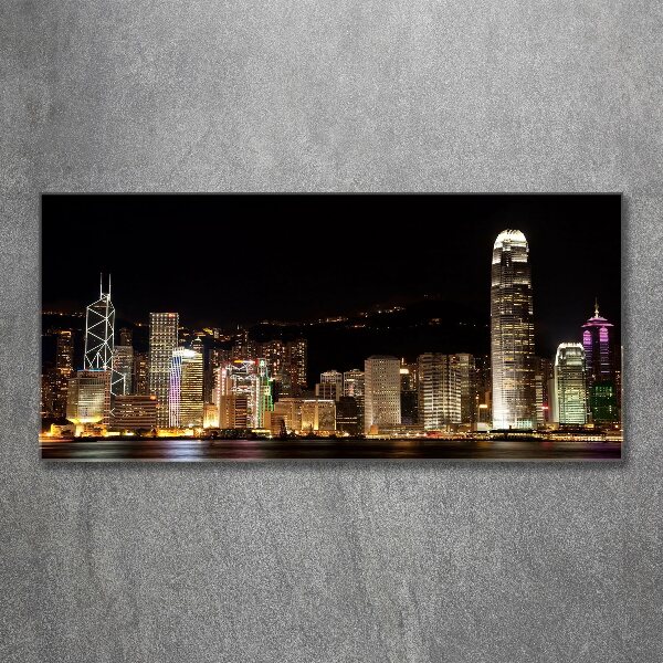Cuadro metacrilato horizontal Hong Kong de noche
