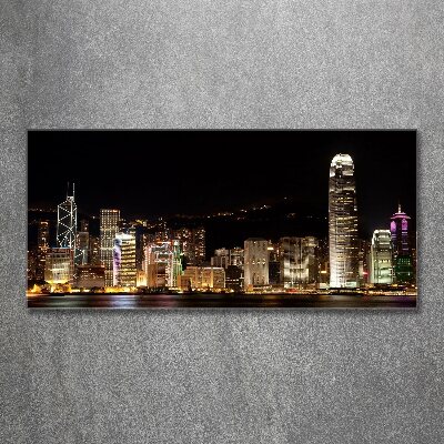 Cuadro metacrilato horizontal Hong Kong de noche