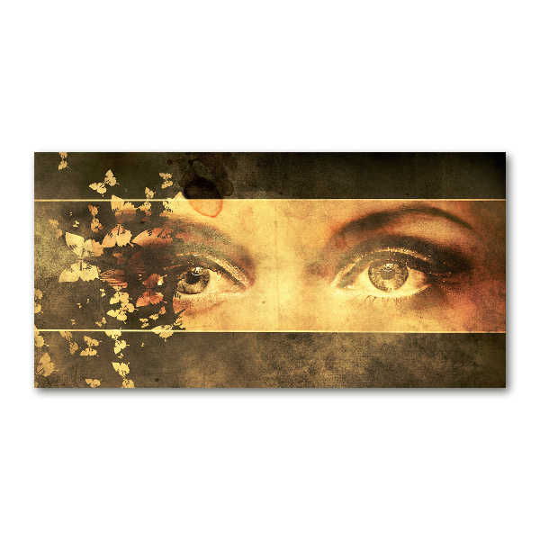 Pintura en acrílico horizontal Ojos y mariposas