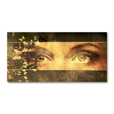 Pintura en acrílico horizontal Ojos y mariposas