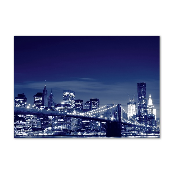 Pintura en acrílico horizontal Nueva York de noche