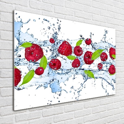 Cuadro acrílico horizontal Frambuesas y agua
