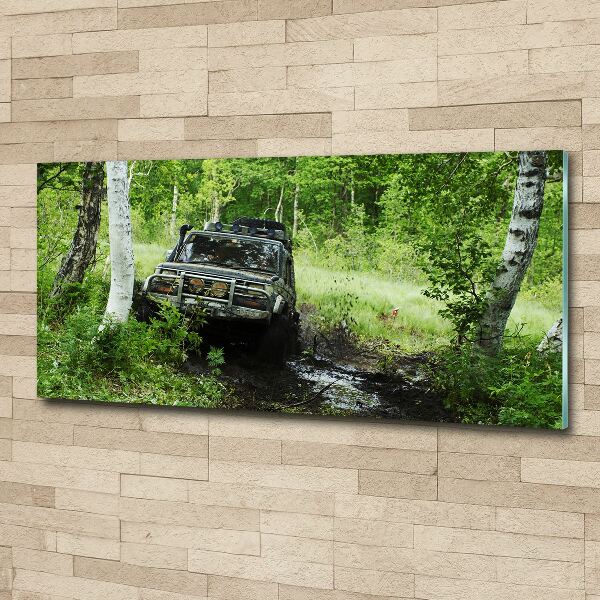 Cuadro acrílico horizontal Jeep en el bosque