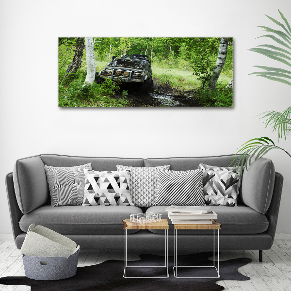 Cuadro acrílico horizontal Jeep en el bosque