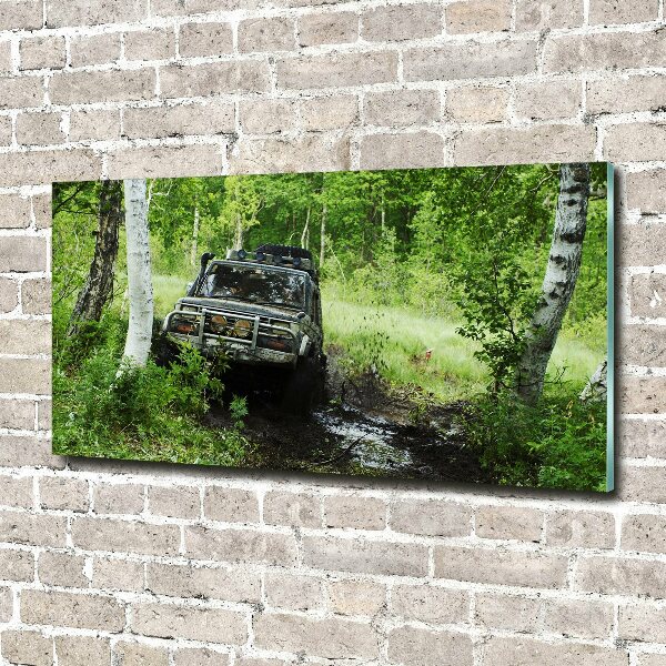 Cuadro acrílico horizontal Jeep en el bosque