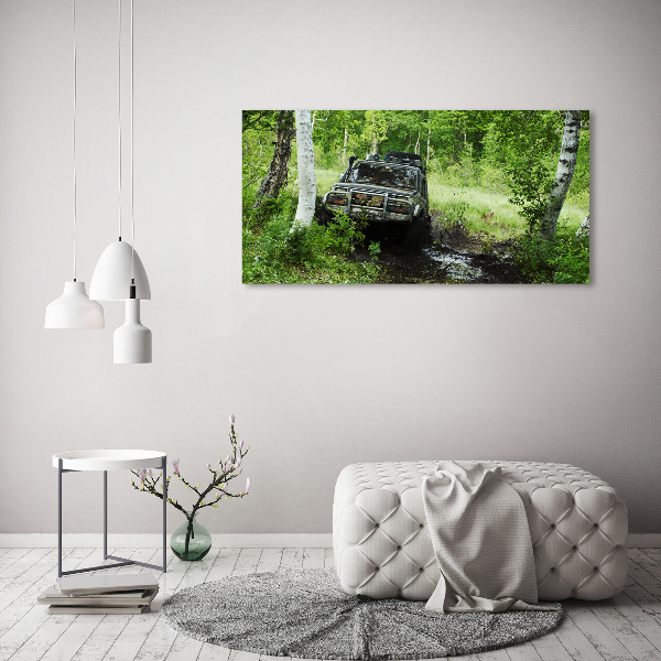 Cuadro acrílico horizontal Jeep en el bosque