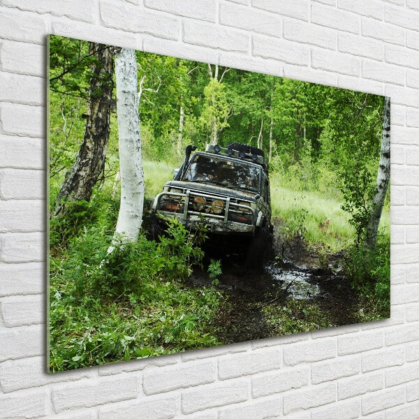 Cuadro acrílico horizontal Jeep en el bosque