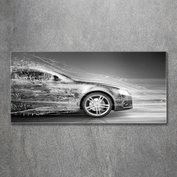 Pintura en acrílico horizontal Un coche a toda velocidad