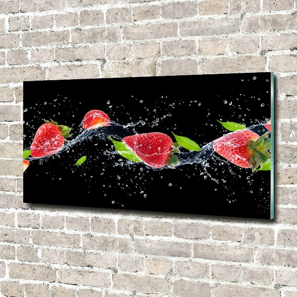Cuadro acrílico horizontal Fresas y agua