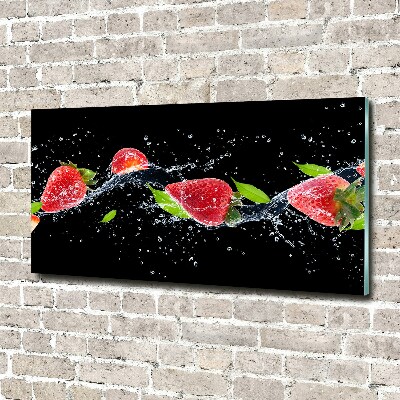 Cuadro acrílico horizontal Fresas y agua