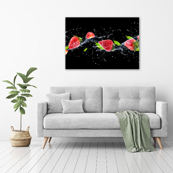 Cuadro acrílico horizontal Fresas y agua