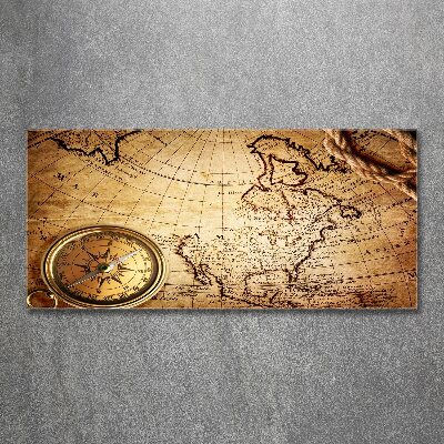 Cuadro acrílico horizontal Brújula en el mapa