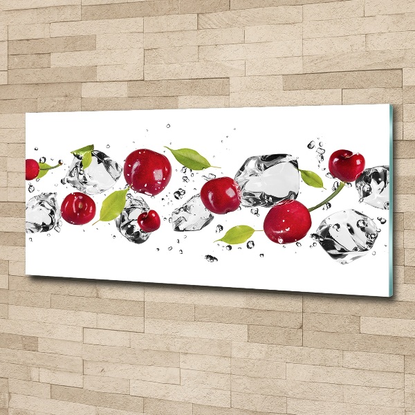 Pintura en acrílico horizontal Cerezas y agua